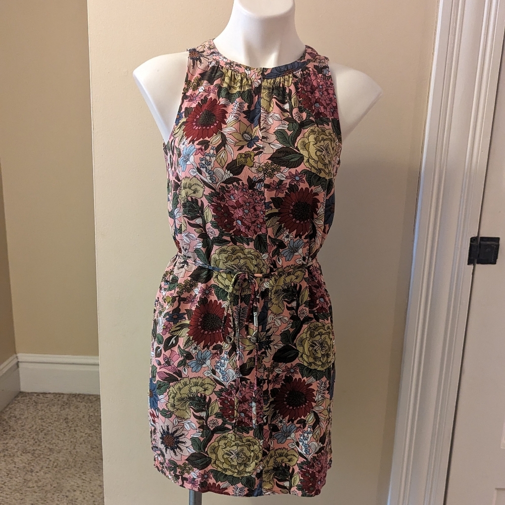 LOFT pink, yellow and blue floral print dress size 2 P